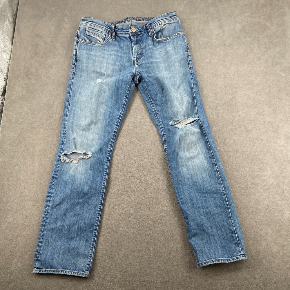 Mavi Zach Straight Leg Jeans Mens 34/32 Blue Denim Cotton Distressed Low Rise
